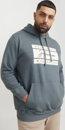Jack & Jones Frederiksberg Box Script Hoodie Grey - Sweatshirts & hoodies - Sweatshirt & Camisolas com Capuz tamanhos grandes