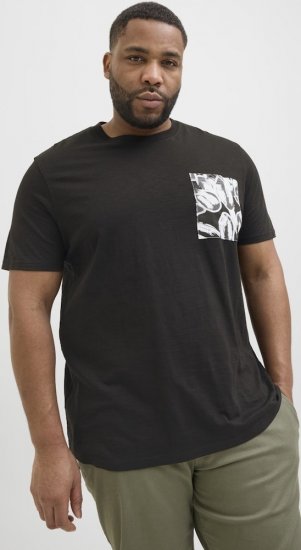 Jack & Jones Split Pocket Print T-Shirt Black - T-shirts - T-shirts Homem Tamanhos Grandes
