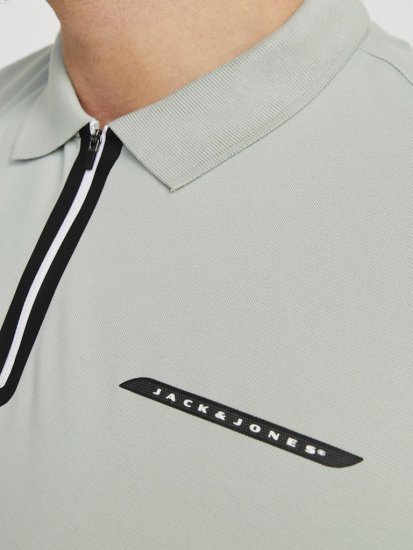 Jack & Jones Fusion Pique Zipper Polo Green/Blue - Pólos - Pólos Tamanhos Grandes Homem