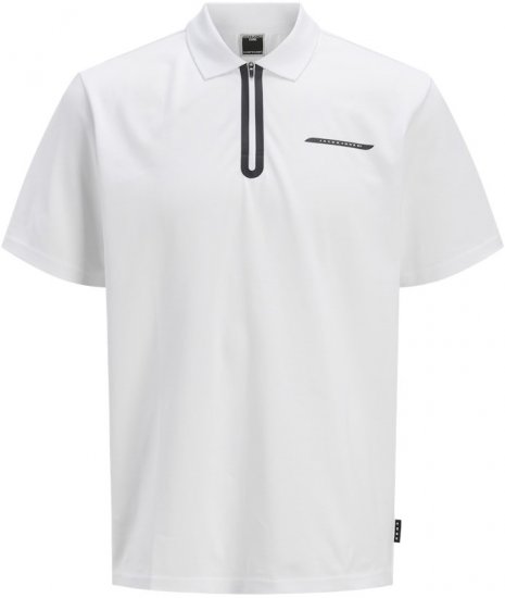 Jack & Jones Fusion Pique Zipper Polo Bright White - Pólos - Pólos Tamanhos Grandes Homem