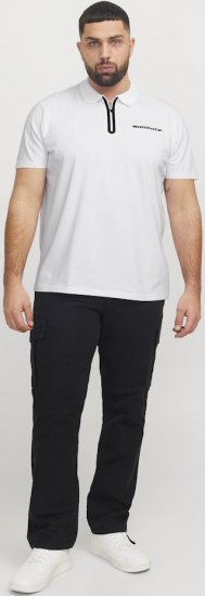 Jack & Jones Fusion Pique Zipper Polo Bright White - Pólos - Pólos Tamanhos Grandes Homem