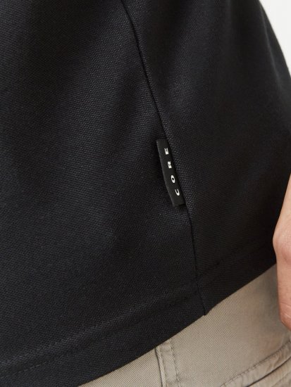 Jack & Jones Fusion Pique Zipper Polo Black - Pólos - Pólos Tamanhos Grandes Homem