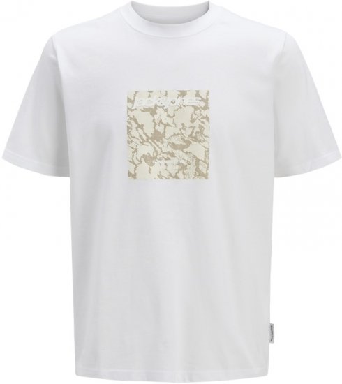 Jack & Jones Tarmac Camo Crew Neck T-Shirt Bright White - T-shirts - T-shirts Homem Tamanhos Grandes