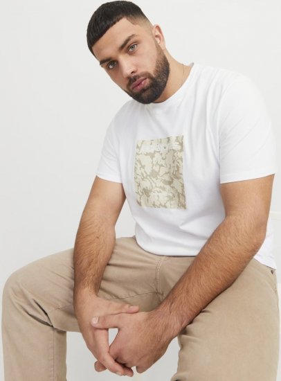 Jack & Jones Tarmac Camo Crew Neck T-Shirt Bright White - T-shirts - T-shirts Homem Tamanhos Grandes