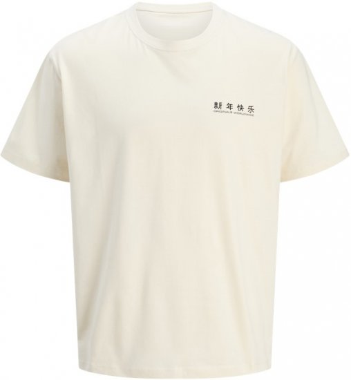 Jack & Jones Snake Crew Neck T-Shirt Antique White - T-shirts - T-shirts Homem Tamanhos Grandes