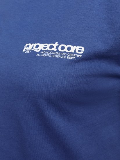 Jack & Jones Union Front & Back Print Crew Neck T-Shirt Beaucoup Blue - T-shirts - T-shirts Homem Tamanhos Grandes