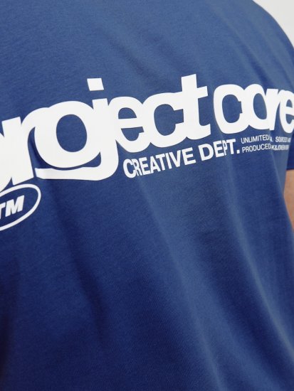 Jack & Jones Union Front & Back Print Crew Neck T-Shirt Beaucoup Blue - T-shirts - T-shirts Homem Tamanhos Grandes