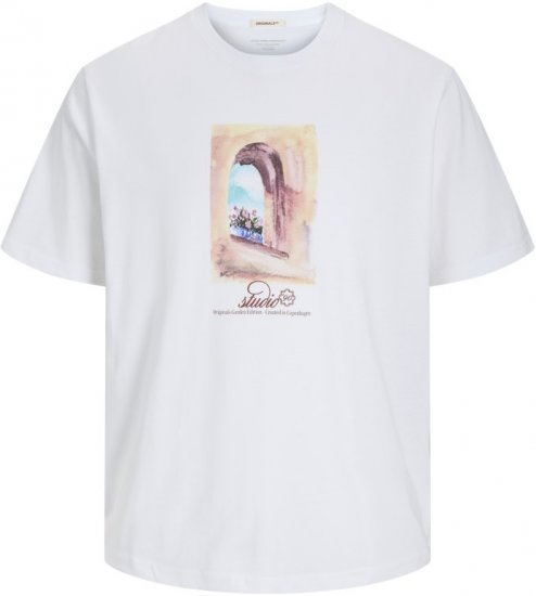 Jack & Jones Hydra Crew Neck T-Shirt Bright White - T-shirts - T-shirts Homem Tamanhos Grandes