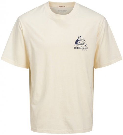 Jack & Jones Bellagio Collage Crew Neck T-Shirt Antique White - T-shirts - T-shirts Homem Tamanhos Grandes
