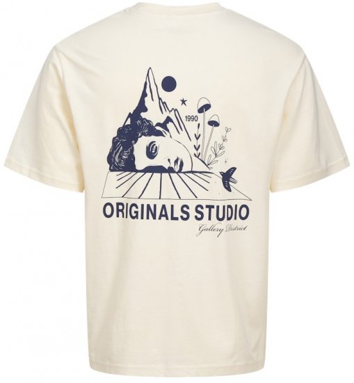 Jack & Jones Bellagio Collage Crew Neck T-Shirt Antique White - T-shirts - T-shirts Homem Tamanhos Grandes