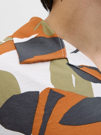 Jack & Jones Vira Marshall AOP Short Sleeve Shirt Cloud Dancer - Camisas - Camisas Homem Tamanhos Grandes