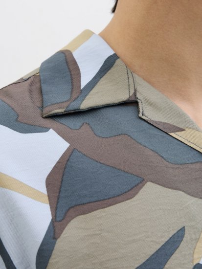 Jack & Jones Vira Marshall AOP Short Sleeve Shirt Silver Sage - Camisas - Camisas Homem Tamanhos Grandes