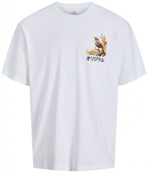 Jack & Jones Fuji Crew Neck T-Shirt Bright White - T-shirts - T-shirts Homem Tamanhos Grandes