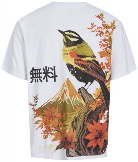 Jack & Jones Fuji Crew Neck T-Shirt Bright White - T-shirts - T-shirts Homem Tamanhos Grandes