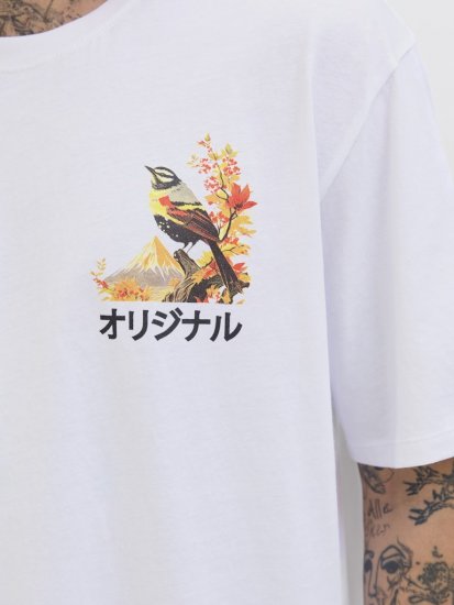 Jack & Jones Fuji Crew Neck T-Shirt Bright White - T-shirts - T-shirts Homem Tamanhos Grandes