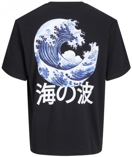 Jack & Jones Fuji Crew Neck T-Shirt Black - T-shirts - T-shirts Homem Tamanhos Grandes