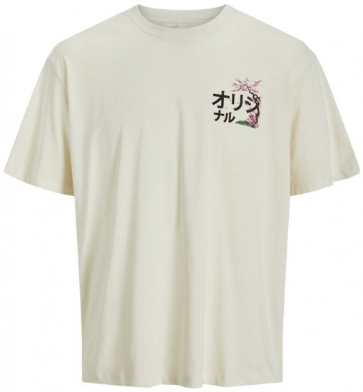 Jack & Jones Fuji Crew Neck T-Shirt Antique White - T-shirts - T-shirts Homem Tamanhos Grandes