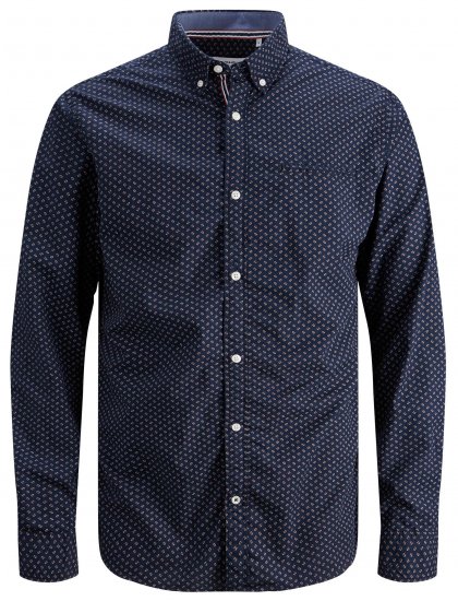 Jack & Jones JJDEAN LS Shirt Navy - Camisas - Camisas Homem Tamanhos Grandes