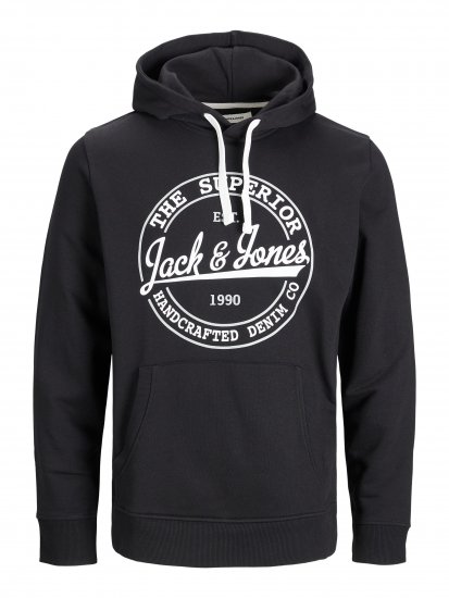 Jack & Jones JJBRAT SWEAT Hoodie Black - Sweatshirts & hoodies - Sweatshirt & Camisolas com Capuz tamanhos grandes