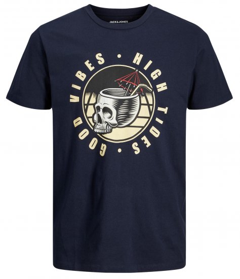 Jack & Jones JJEUSTACE T-Shirt Navy - T-shirts - T-shirts Homem Tamanhos Grandes
