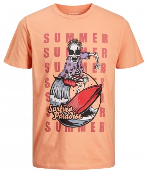Jack & Jones JJEUSTACE T-Shirt Orange - T-shirts - T-shirts Homem Tamanhos Grandes