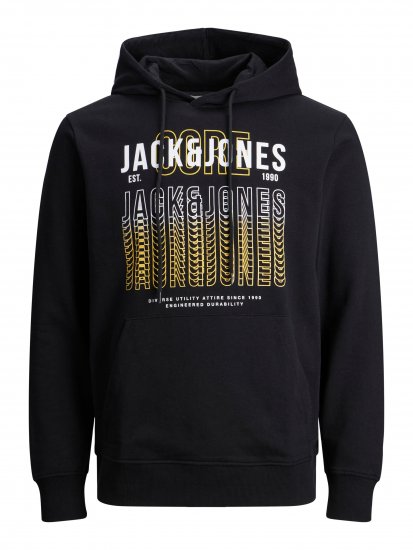 Jack & Jones JJCYBER SWEAT Hoodie Black - Sweatshirts & hoodies - Sweatshirt & Camisolas com Capuz tamanhos grandes