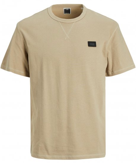 Jack & Jones JCOCLASSIC WAFFLE BADGE TEE Beige - T-shirts - T-shirts Homem Tamanhos Grandes