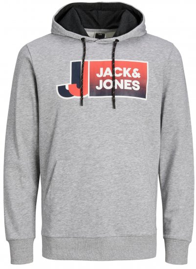 Jack & Jones JCOLOGAN Hoodie Light Grey Melange - Sweatshirts & hoodies - Sweatshirt & Camisolas com Capuz tamanhos grandes