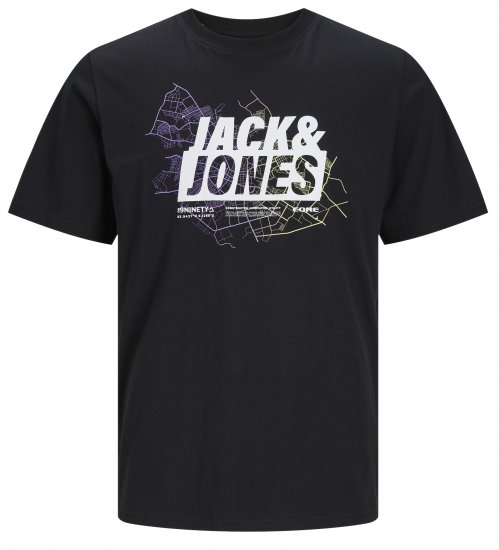 Jack & Jones JCOMAP LOGO T-Shirt Black - T-shirts - T-shirts Homem Tamanhos Grandes