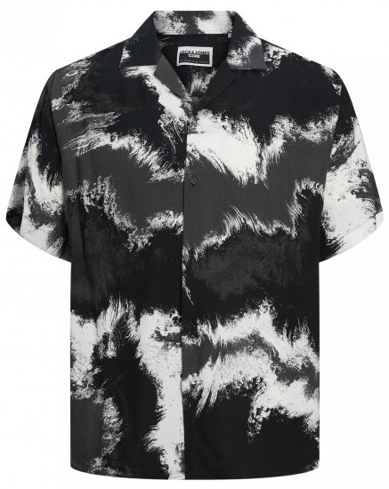 Jack & Jones JCOJEFF AOP Resort Shirt Asphalt - Camisas - Camisas Homem Tamanhos Grandes