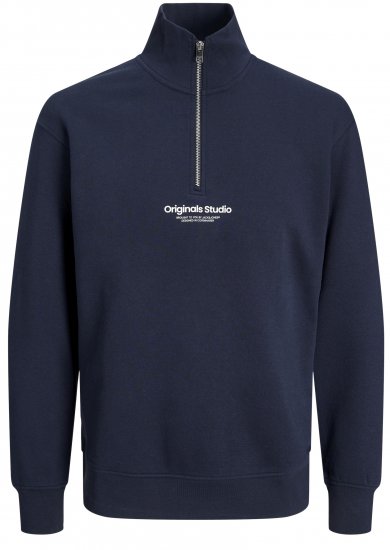 Jack & Jones Esterbro High Neck Quarter Zip Sweatshirt Dark Blue - Sweatshirts & hoodies - Sweatshirt & Camisolas com Capuz tamanhos grandes
