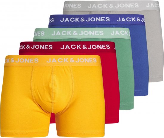 Jack & Jones JACLARRY SOLID TRUNKS 5 PACK Tango Red - Roupa Interior & natação - Roupa interior Homem Tamanhos Grandes