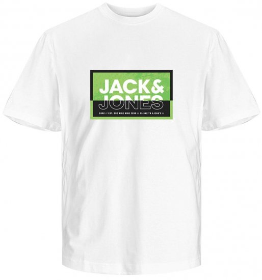 Jack & Jones JCOLOGAN SUMMER PRINT T-Shirt White - T-shirts - T-shirts Homem Tamanhos Grandes