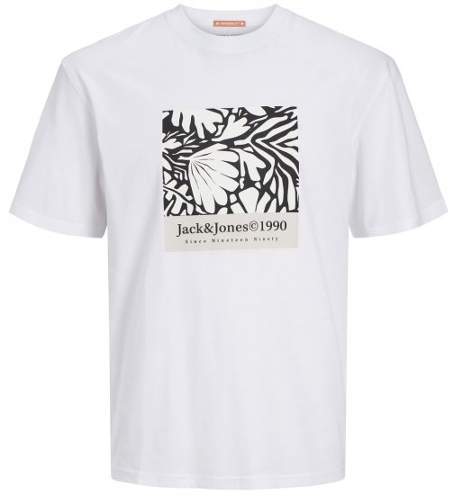  Jack & Jones JORMARBELLA AOP BRANDING T-Shirt Bright White - T-shirts - T-shirts Homem Tamanhos Grandes