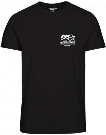 Jack & Jones JORARUBA TEE SS CREW NECK Black - T-shirts - T-shirts Homem Tamanhos Grandes
