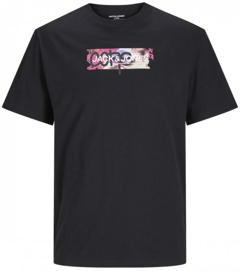 Jack & Jones JCOSUMMER PRINT T-Shirt Black - T-shirts - T-shirts Homem Tamanhos Grandes