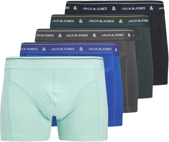 Jack & Jones Ron Soldi Trunks 5-Pack Grey - Roupa Interior & natação - Roupa interior Homem Tamanhos Grandes