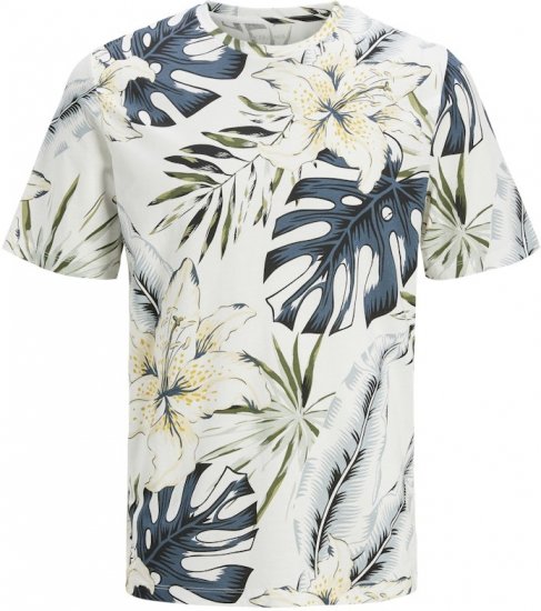 Jack & Jones Hawaii AOP Crew Neck T-Shirt White - T-shirts - T-shirts Homem Tamanhos Grandes