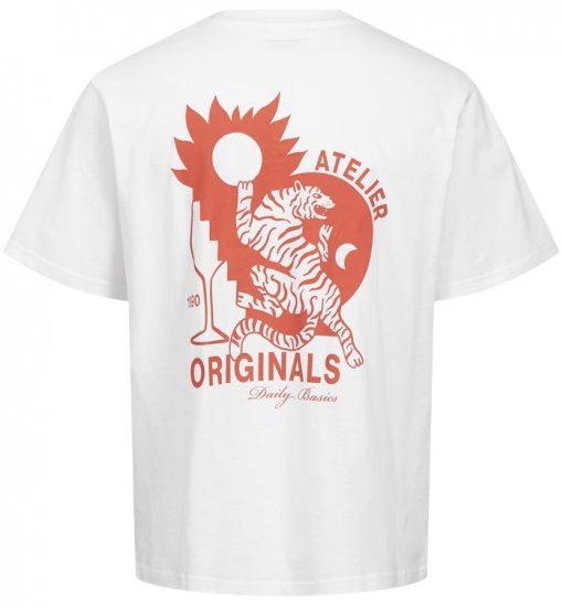  Jack & Jones Bellagio Collage Crew Neck T-Shirt Bright White - T-shirts - T-shirts Homem Tamanhos Grandes