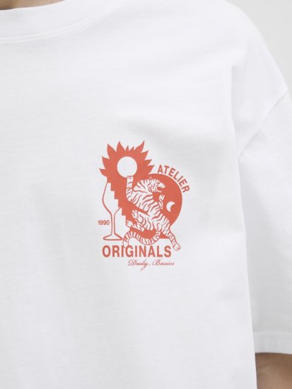  Jack & Jones Bellagio Collage Crew Neck T-Shirt Bright White - T-shirts - T-shirts Homem Tamanhos Grandes