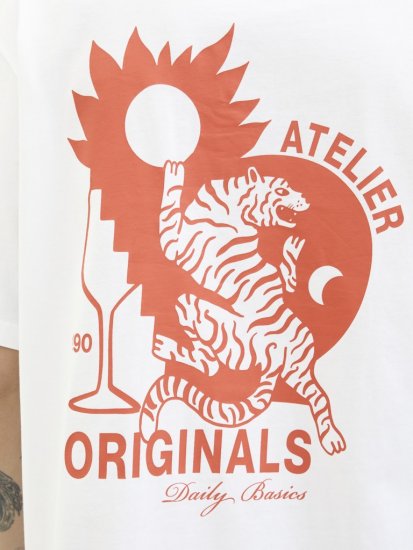  Jack & Jones Bellagio Collage Crew Neck T-Shirt Bright White - T-shirts - T-shirts Homem Tamanhos Grandes