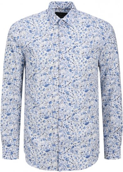 Jack & Jones BARNES Printed Dobby Long Sleeve Shirt Light Blue - Camisas - Camisas Homem Tamanhos Grandes