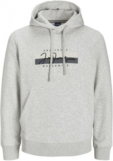Jack & Jones Frederiksberg Box Script Hoodie White Melange - Sweatshirts & hoodies - Sweatshirt & Camisolas com Capuz tamanhos grandes