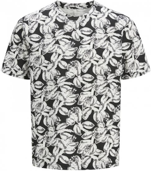 Jack & Jones Split AOP Crew Neck T-Shirt Black - T-shirts - T-shirts Homem Tamanhos Grandes