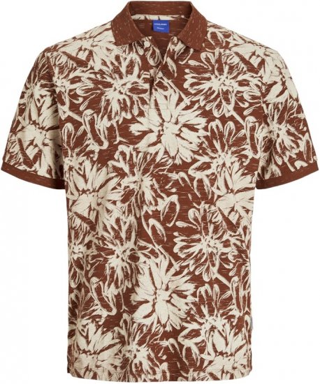 Jack & Jones Split AOP Print Polo Brown - Pólos - Pólos Tamanhos Grandes Homem