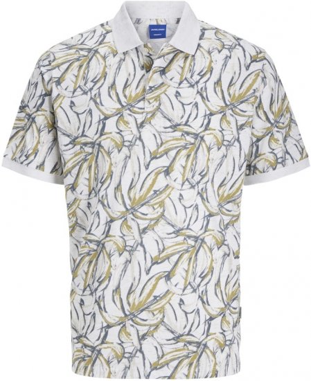 Jack & Jones Split AOP Print Polo White - Pólos - Pólos Tamanhos Grandes Homem