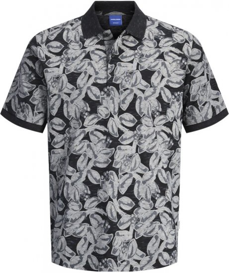 Jack & Jones Split AOP Print Polo Black - Pólos - Pólos Tamanhos Grandes Homem
