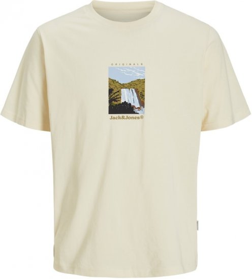 Jack & Jones Split Front Graphic Crew Neck T-Shirt Antique White - T-shirts - T-shirts Homem Tamanhos Grandes