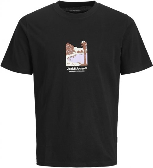 Jack & Jones Split Front Graphic Crew Neck T-Shirt Black - T-shirts - T-shirts Homem Tamanhos Grandes