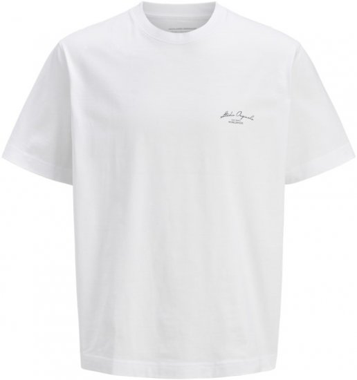 Jack & Jones Lington Back And Front Print Crew Neck T-Shirt Bright White - T-shirts - T-shirts Homem Tamanhos Grandes